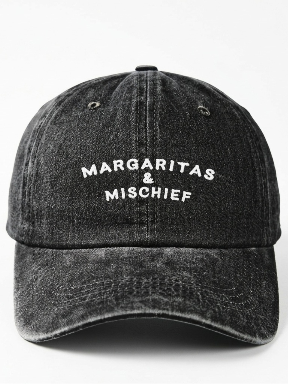 “Margaritas & Mischief” Gray Denim Washed Hat